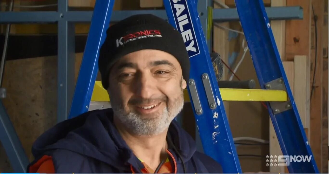 Ktronics technician on-site during the 2020 series of The Block, captured by the Channel 9 production crew